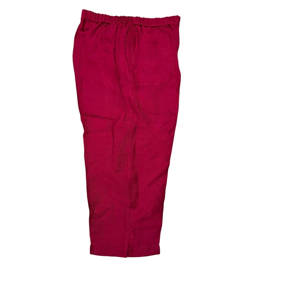 Chico's Design Linen Blend Tapered Pants Womens Size 3 XL Raspberry Red Elastic